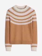 Boden Brown Edie Fair Isle Jumper - Image 6 of 7