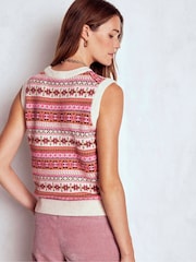 Boden Pink Edie Fair Isle Tank - Image 3 of 7