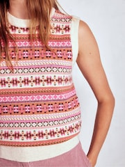 Boden Pink Edie Fair Isle Tank - Image 5 of 7