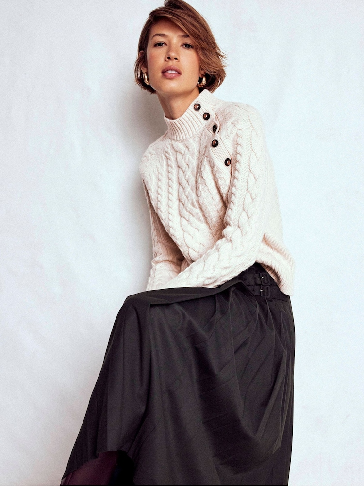 Boden Cream Amara Merino Cable Jumper - Image 1 of 8 Boden Cream Amara Merino Cable Jumper - Image 1 of 8