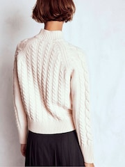Boden Cream Amara Merino Cable Jumper - Image 2 of 8