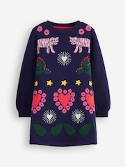 Boden Blue Ida Sweatshirt Appliqué Dress - Image 1 of 3