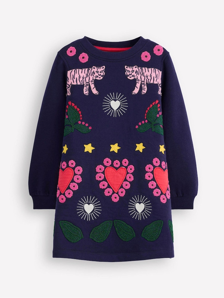 Boden Blue Ida Sweatshirt Appliqué Dress - Image 1 of 3