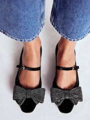Boden Black Embellished Bow Mary Jane Flats - Image 1 of 6