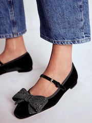 Boden Black Embellished Bow Mary Jane Flats - Image 2 of 6