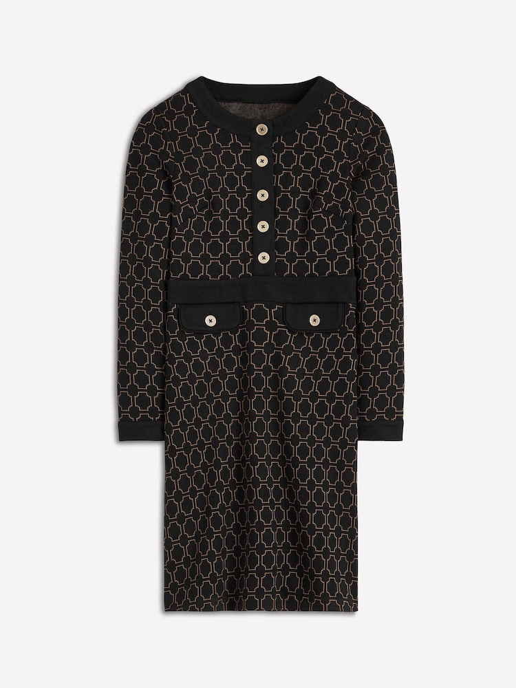 Boden Black Lavinia Button Ottoman Dress - Image 5 of 5 Boden Black Lavinia Button Ottoman Dress - Image 5 of 5