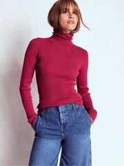 Boden Red Emilia Cotton Roll Neck Jumper - Image 1 of 5