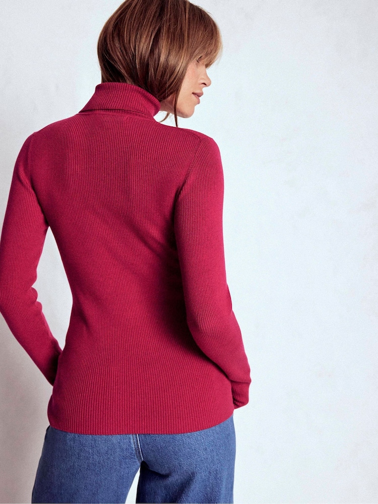 Boden Red Emilia Cotton Roll Neck Jumper - Image 2 of 5 Boden Red Emilia Cotton Roll Neck Jumper - Image 2 of 5