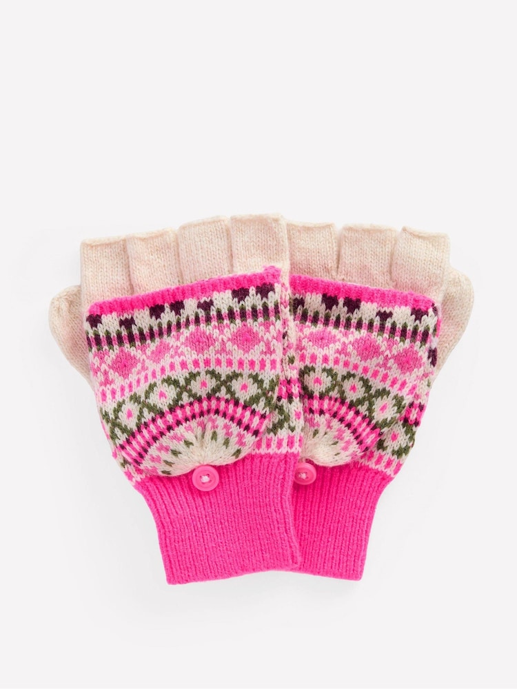 Boden Pink Fair Isle Mittens - Image 1 of 2 Boden Pink Fair Isle Mittens - Image 1 of 2