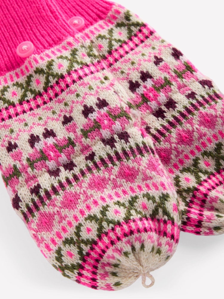 Boden Pink Fair Isle Mittens - Image 2 of 2 Boden Pink Fair Isle Mittens - Image 2 of 2