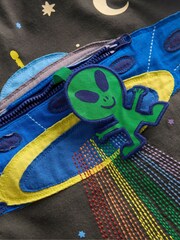 Boden Grey Space Zip Detail Appliqué T-Shirt - Image 3 of 3