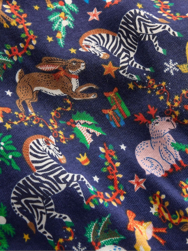 Boden Blue Christmas Snug Long John Pyjamas - Image 3 of 3