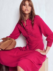 Boden Pink Lace Insert Knitted Midi Dress - Image 1 of 7