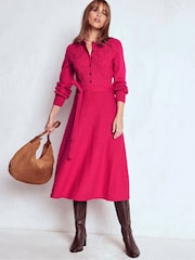 Boden Pink Lace Insert Knitted Midi Dress - Image 4 of 7