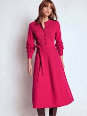 Boden Pink Lace Insert Knitted Midi Dress - Image 5 of 7