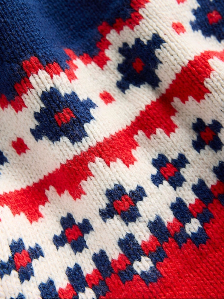 Boden Blue Fair Isle Pattern Scarf - Image 3 of 3 Boden Blue Fair Isle Pattern Scarf - Image 3 of 3