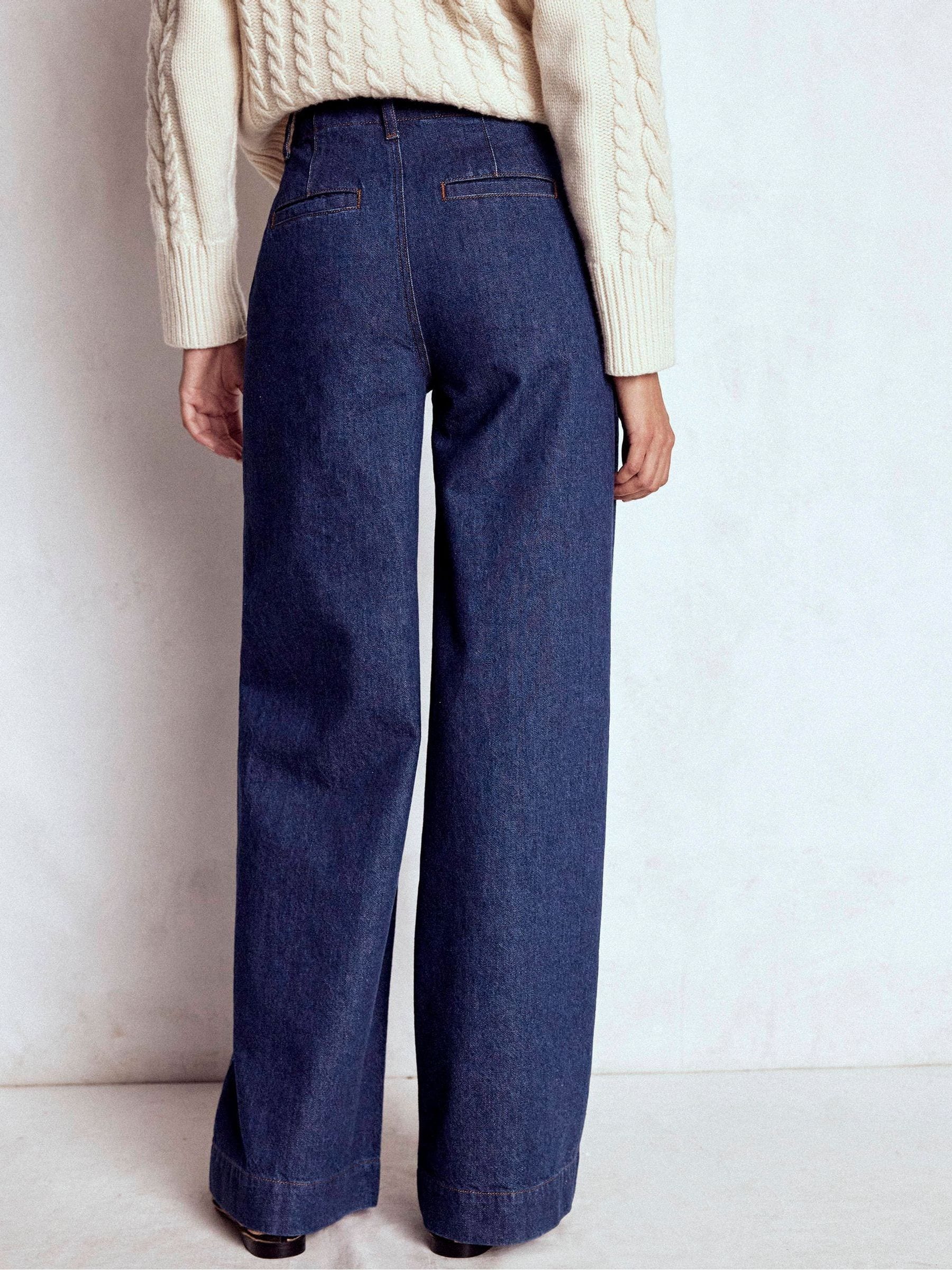 Buy Boden Blue Stitch Detail Wide Leg Jeans from Next USA