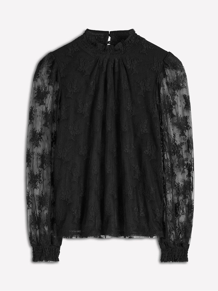 Boden Black Smock Neck Tulle Top - Image 6 of 6 Boden Black Smock Neck Tulle Top - Image 6 of 6