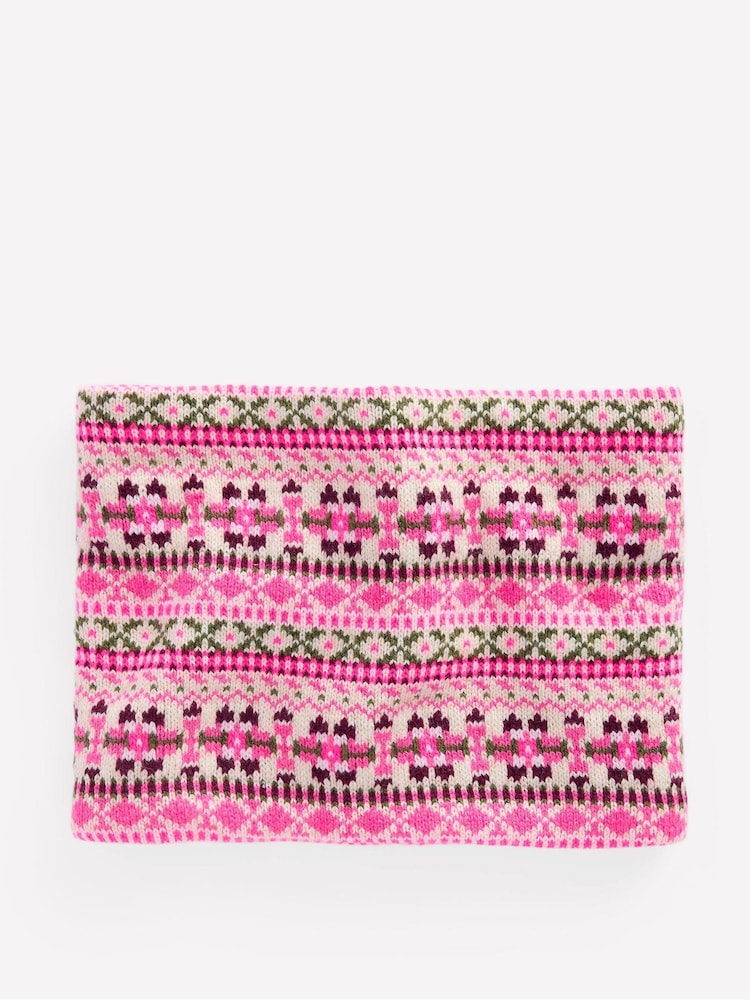 Boden Pink Fair Isle Snood - Image 1 of 3 Boden Pink Fair Isle Snood - Image 1 of 3