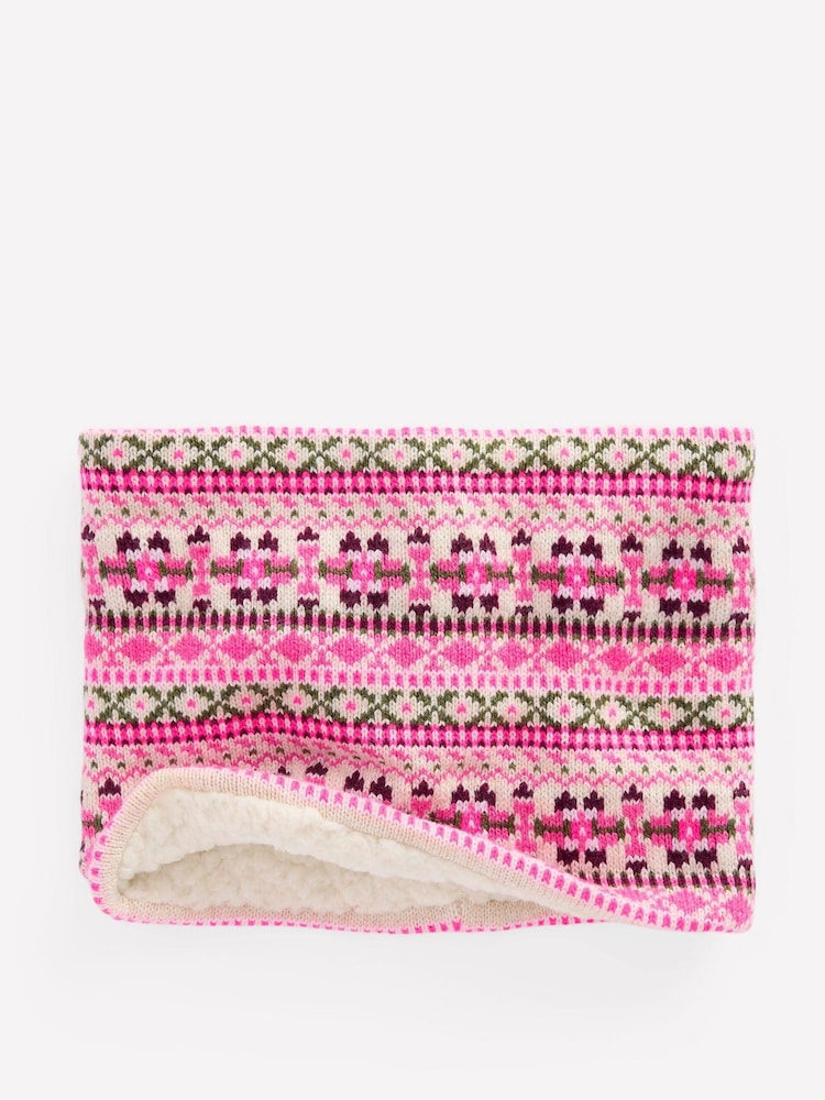 Boden Pink Fair Isle Snood - Image 2 of 3 Boden Pink Fair Isle Snood - Image 2 of 3