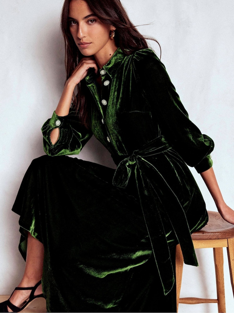 Boden Green Vivienne Velvet Midi Dress - Image 1 of 5