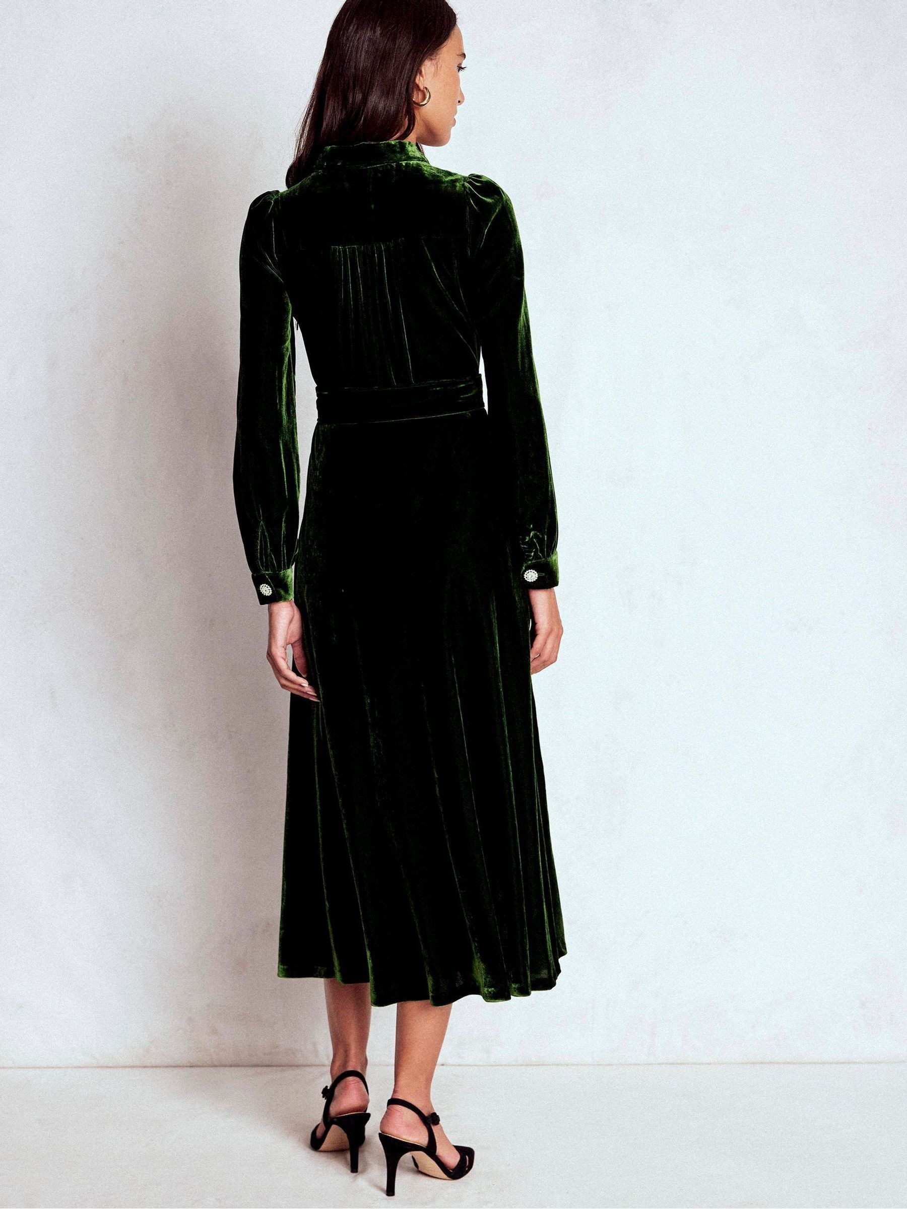 Buy Boden Green Vivienne Velvet Midi Dress from the Next UK online