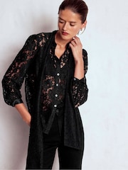 Boden Black Lace Tie Neck Top - Image 5 of 6