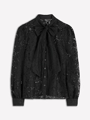 Boden Black Lace Tie Neck Top - Image 6 of 6