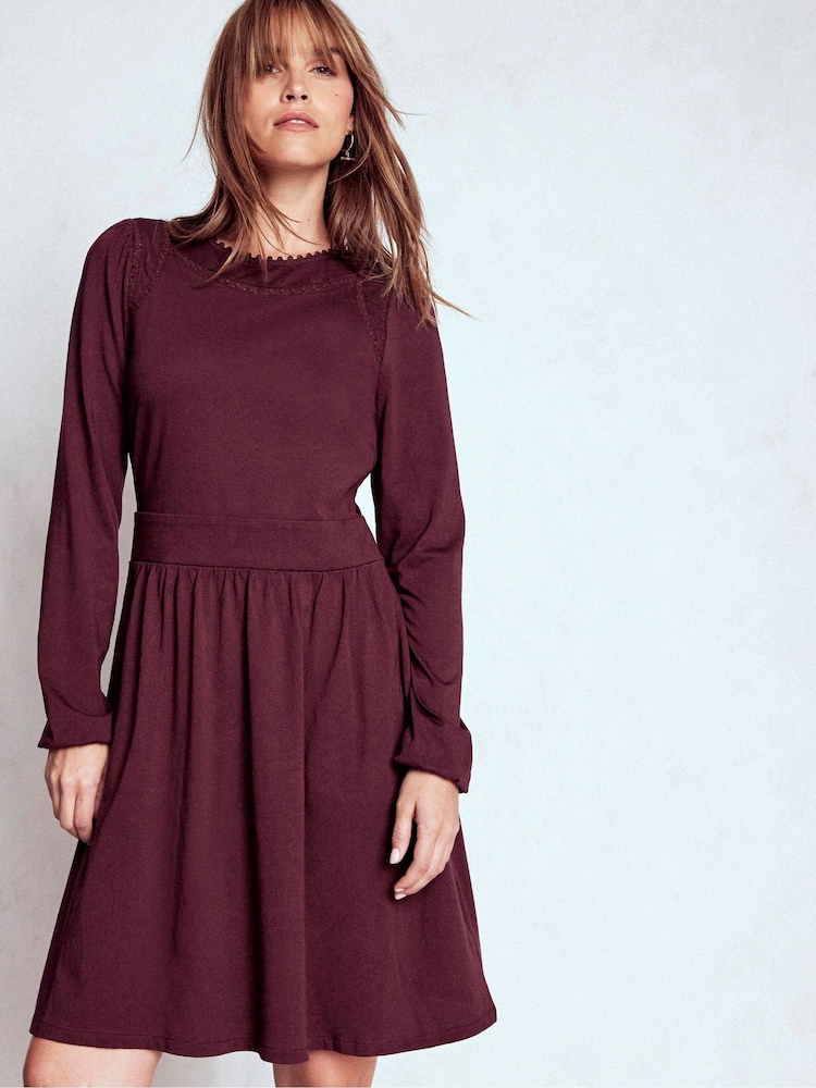 Mila Short Jersey Dress Dark Cherry Boden Women's Regular / 14