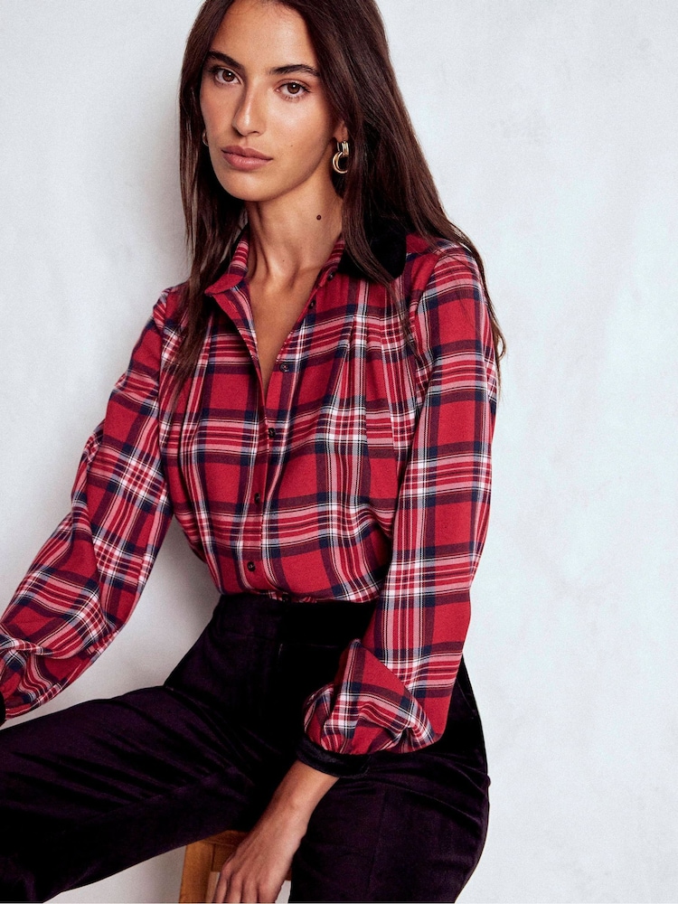 red velvet dress shirt Lou Overshirt in Red Velvet SVRN