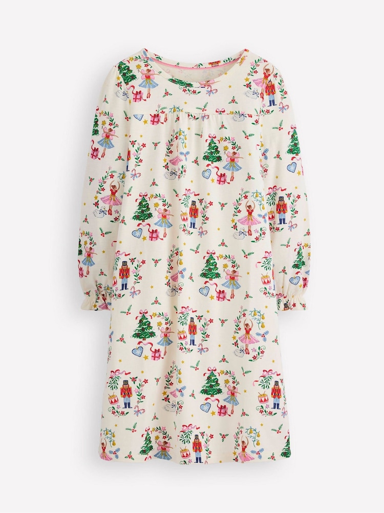 Boden Cream Nutcracker Printed Long Sleeve Nightie - Image 1 of 3 Boden Cream Nutcracker Printed Long Sleeve Nightie - Image 1 of 3