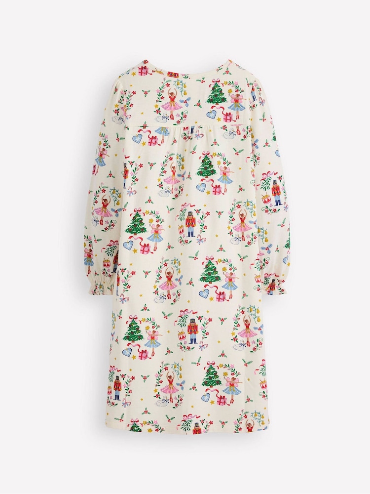 Boden Cream Nutcracker Printed Long Sleeve Nightie - Image 2 of 3