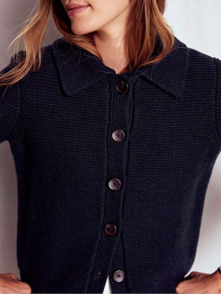 Boden Blue Chunky Collar Knitted Jacket - Image 2 of 6 Boden Blue Chunky Collar Knitted Jacket - Image 2 of 6