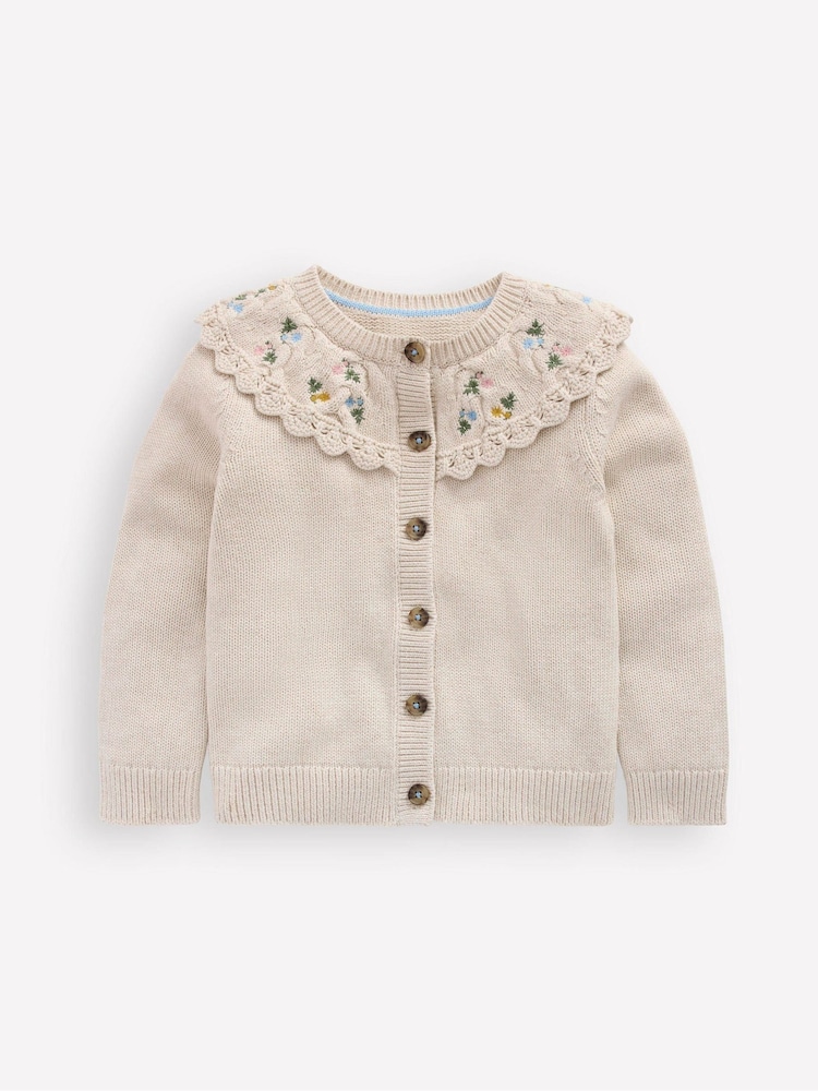 Boden Cream Embroidered Yoke Cardigan - Image 1 of 3