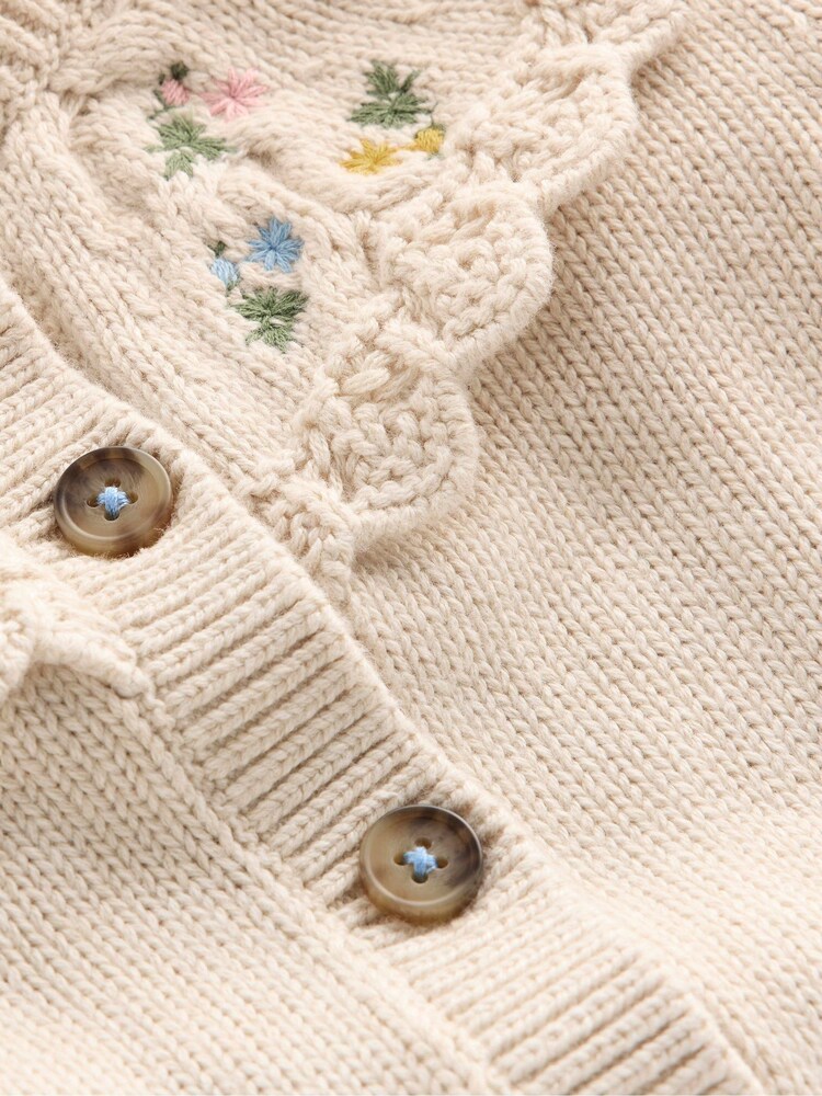 Boden Cream Embroidered Yoke Cardigan - Image 3 of 3