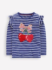 Boden Blue Frill Sleeve Appliqué T-Shirt - Image 1 of 3