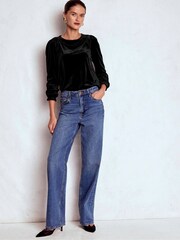 Boden Black Mila Velvet Top - Image 1 of 6