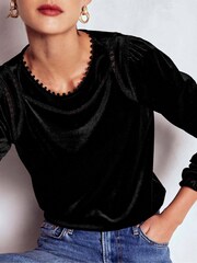 Boden Black Mila Velvet Top - Image 2 of 6