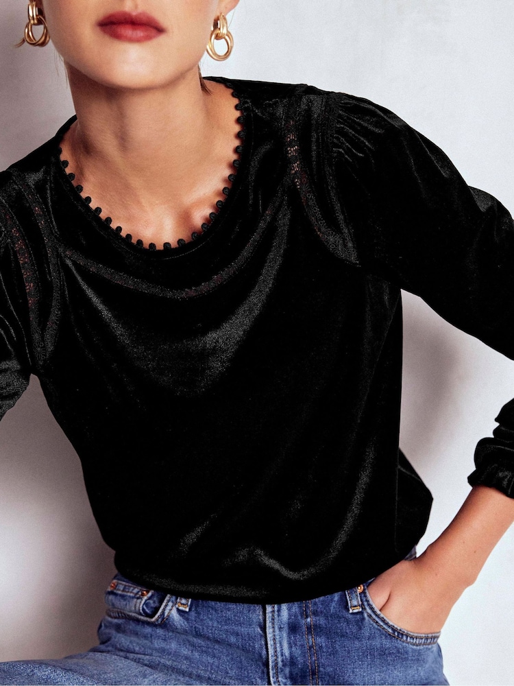Boden Black Mila Velvet Top - Image 2 of 6