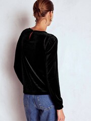 Boden Black Mila Velvet Top - Image 3 of 6
