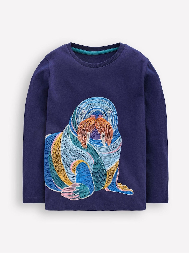 Boden Blue Superstitch Sleeved T-Shirt - Image 1 of 3