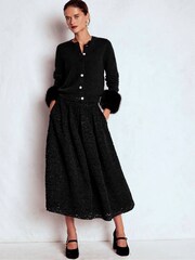 Boden Black Verity Lace Midi Skirt - Image 1 of 6
