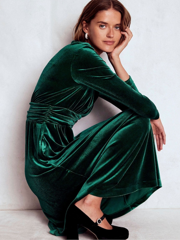 Boden Green Tilda Velvet Midi Dress - Image 1 of 6 Boden Green Tilda Velvet Midi Dress - Image 1 of 6