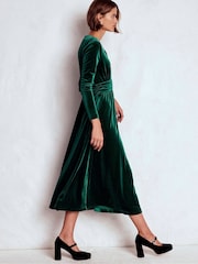 Boden Green Tilda Velvet Midi Dress - Image 3 of 6