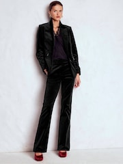 Boden Black Fitted Velvet Flare Trousers - Image 3 of 7