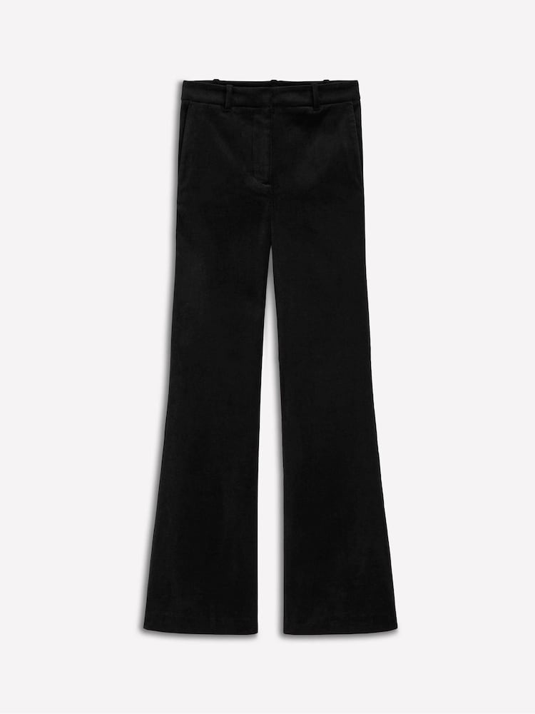 Boden Black Fitted Velvet Flare Trousers - Image 7 of 7