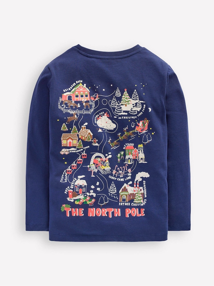 Boden Blue Festive Front & Back Printed T-Shirt - Image 2 of 3 Boden Blue Festive Front & Back Printed T-Shirt - Image 2 of 3