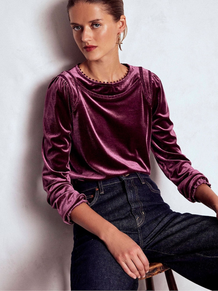 Boden Purple Mila Velvet Top - Image 1 of 5