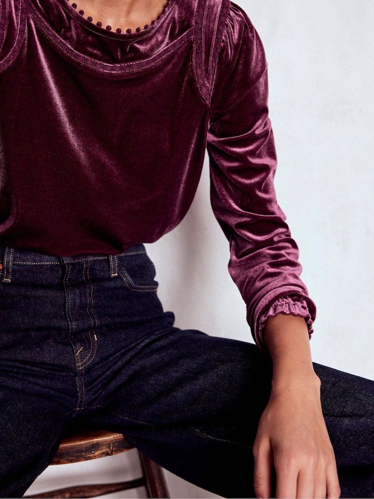 Boden Purple Mila Velvet Top - Image 2 of 5