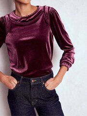 Boden Purple Mila Velvet Top - Image 4 of 5